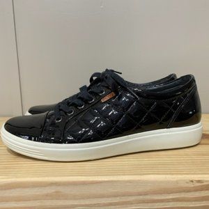 Ecco Black Patent Quilted Sneakers, Women's EU Size 40 with minor flaws